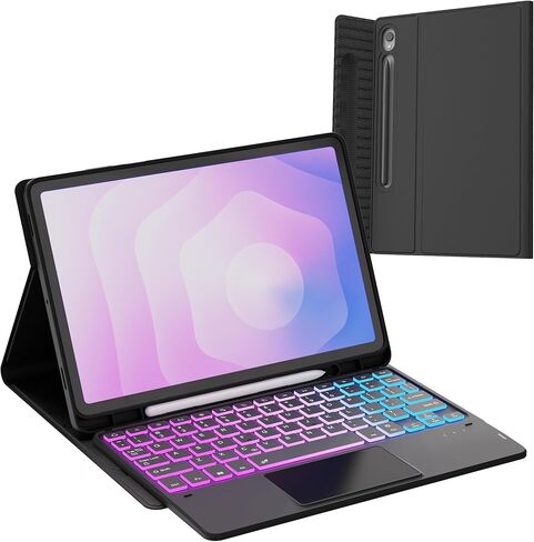 for Samsung Galaxy Tab S11 11 inch 2025 Case with Keyboard : Rainbow Backlight Detachable Touchpad Folio Tablet Cover with S-Pen Holder - Wireless Keyboard Case for Galaxy Tab S11 in Saudi Arabia