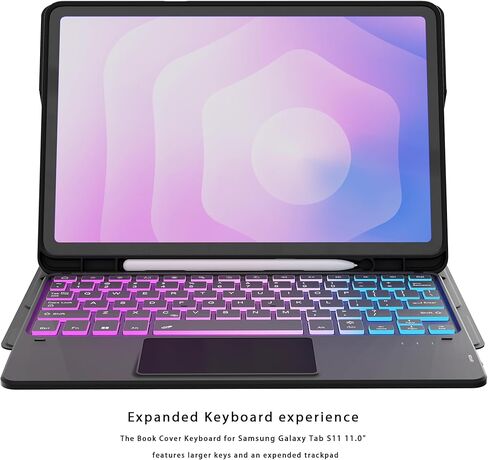for Samsung Galaxy Tab S11 11 inch 2025 Case with Keyboard : Rainbow Backlight Detachable Touchpad Folio Tablet Cover with S-Pen Holder - Wireless Keyboard Case for Galaxy Tab S11 in Saudi Arabia
