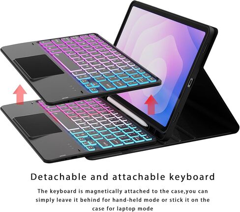 for Samsung Galaxy Tab S11 11 inch 2025 Case with Keyboard : Rainbow Backlight Detachable Touchpad Folio Tablet Cover with S-Pen Holder - Wireless Keyboard Case for Galaxy Tab S11 in Saudi Arabia