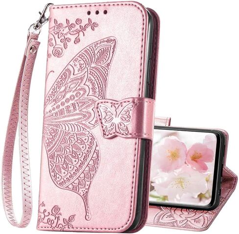 for Motorola Moto Edge 5G 2024 Phone Case Wallet,Women Flip Folio Cover with Card Holders Butterfly Embossed PU Leather Stand Wrist Strap Purse Protective Case (Purple) in Saudi Arabia
