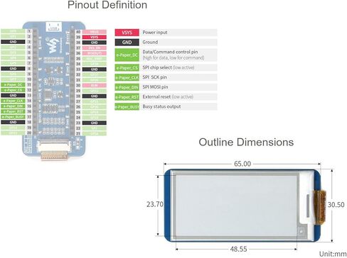 waveshare 2.13inch E-Paper E-Ink Display Module for Raspberry Pi Pico 250×122 Pixels Black/White Partial Refresh Support with SPI Interface in Saudi Arabia