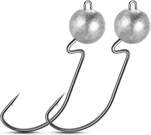 AMYSPORTS Bass Lead Jig Head Hook Freshwater Trout Jig Head Hooks Offset Saltwater Jig Heads Hook 1/8oz - 1/2oz in Saudi Arabia