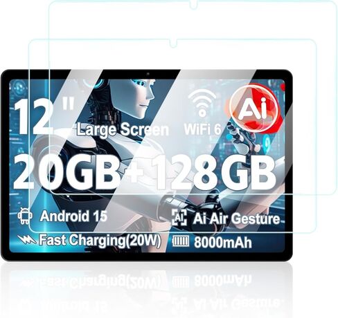 واقي شاشة لجهاز Azeyou M11T12-A733 Android 15 12 بوصة، مضاد للخدش 9H صلابة اللمس الحساسة 2.5D حواف مستديرة خالية من الفقاعات سهلة التركيب، عبوتان. in Kuwait