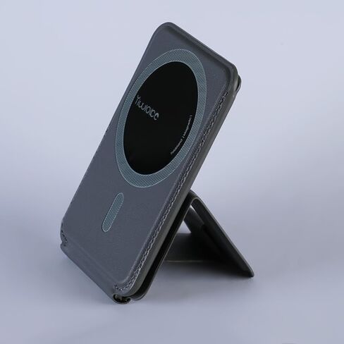 محفظة حامل ثلاثي للهاتف لهاتف iPhone، مغناطيس قوي، متعدد الزوايا، حامل هاتف وحامل بطاقات، حامل هاتف مغناطيسي من الجلد النباتي، ضروري للسفر (رمادي فاتح) in Kuwait