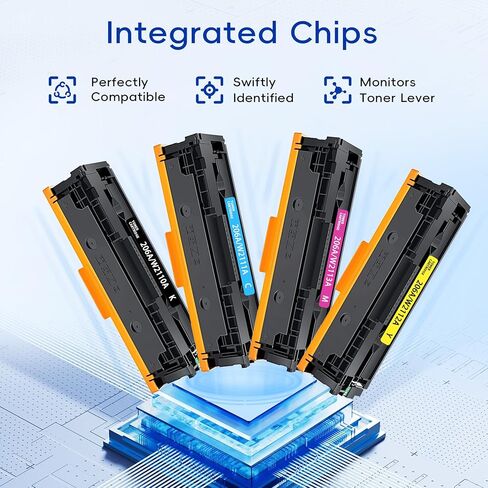 خراطيش حبر 206A بديلة لطابعة HP W2110A 206A تعمل للطابعة Color LaserJet Pro MFP M283fdw M255dw M283cdw M283fdn M255nw M255dw M282nw (4 عبوات أسود سماوي أرجواني أصفر) in Kuwait