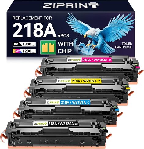 خراطيش حبر 218A 4 عبوات مع رقاقة - 3301fdw بديل متوافق لطابعة HP 218X 218A Color LaserJet Pro MFP 3301fdw 3301sdw 3201dw 3301cdw عالية الإنتاجية W2180A (أسود أصفر أرجواني سماوي) in Kuwait