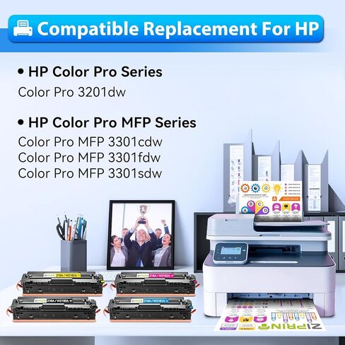 خراطيش حبر 218A 4 عبوات مع رقاقة - 3301fdw بديل متوافق لطابعة HP 218X 218A Color LaserJet Pro MFP 3301fdw 3301sdw 3201dw 3301cdw عالية الإنتاجية W2180A (أسود أصفر أرجواني سماوي) in Kuwait