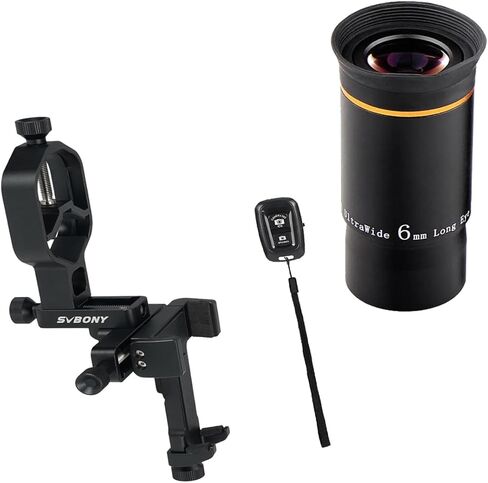 SVBONY Telescope Eyepiece 66 Degree Ultra Wide Angle Bundle with SV214 Pro 3-Axis Universal Smartphone Adapter Support 28 to 48mm Eyepiece Diameter in Saudi Arabia