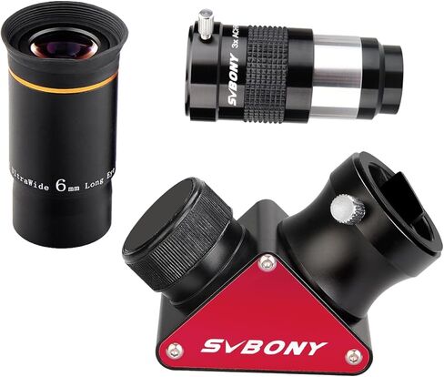 SVBONY Telescope Eyepiece 6mm 66 Degree Ultra Wide Angle Bundle with 3X Barlow Lens 1.25 Inch SV188P Dielectric Mirror Star Diagonal 90 Degree in Saudi Arabia