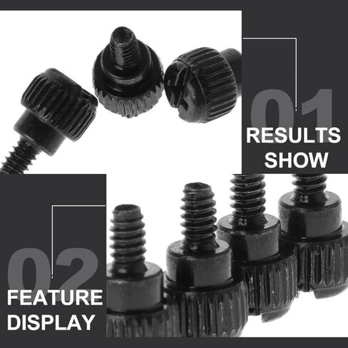 100pcs Black Knurled Thumb Screws Computer Case Thumbscrew Replacement Kit for Desktop PC Chassis Fixing, Easy Hand-Tightening, Compatible with Motherboard and Hard Drive in Saudi Arabia