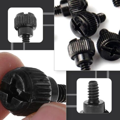 100pcs Black Knurled Thumb Screws Computer Case Thumbscrew Replacement Kit for Desktop PC Chassis Fixing, Easy Hand-Tightening, Compatible with Motherboard and Hard Drive in Saudi Arabia