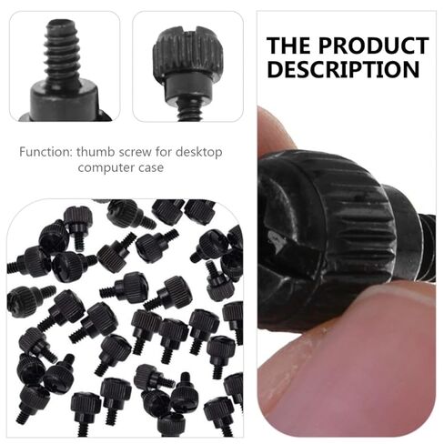 100pcs Black Knurled Thumb Screws Computer Case Thumbscrew Replacement Kit for Desktop PC Chassis Fixing, Easy Hand-Tightening, Compatible with Motherboard and Hard Drive in Saudi Arabia