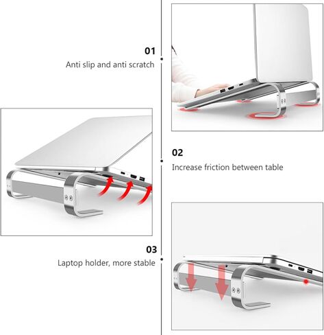 حامل كمبيوتر محمول من سبائك الألومنيوم من Veemoon، حامل كمبيوتر محمول مع تصميم مضاد للانزلاق، حامل تبريد فضي قابل للطي للاستخدام في المكتب والسفر in Kuwait