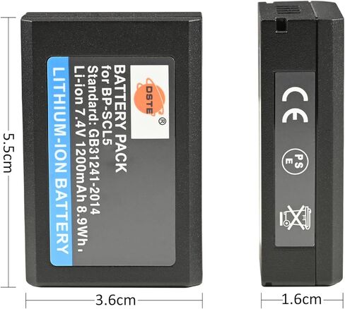 DSTE 2PCS BP-SCL5 (7.4V 1200mAh) بطارية ليثيوم أيون متوافقة مع Leica M10، M10R، M10P، M10-R، M10-P in Saudi Arabia