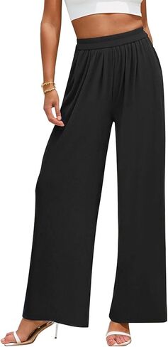 Am Direct Women's Loose Casual Wide Leg Pants with Comfortable high Waistband Pockets and Flowing Pant Legs in Saudi Arabia