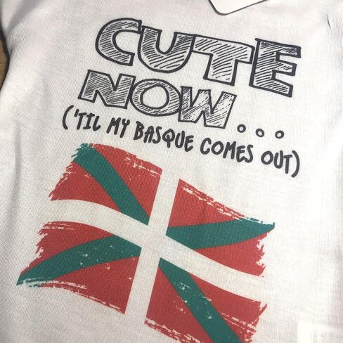 Cute Now... 'Til My Basque Comes Out Infant Baby Spain Flag Short Sleeve Bodysuit Shirt in Saudi Arabia