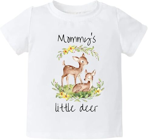 بدلة أطفال من Mommy's Little Deer، ملابس أطفال لطيفة على شكل غزال، تي شيرت على شكل حيوانات in Kuwait