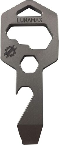 Lunamax Mighty Key-TITANIUM 8 في 1 أداة متعددة لسلسلة المفاتيح - قوية، خفيفة الوزن، فتاحة زجاجات الكل في واحد، مفك براغي مسطح الرأس، مفتاح ربط، قاطع صندوق، ومفك سداسي (فضي كلاسيكي) in Saudi Arabia