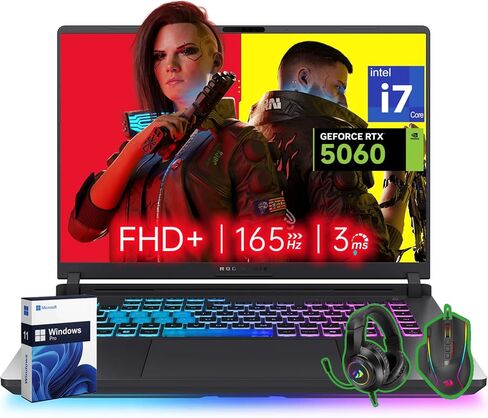 كمبيوتر محمول للألعاب ASUS ROG Strix G16 2025، معالج Intel Core i7 14650HX، وحدة معالجة الرسومات NVIDIA GeForce RTX 5060، شاشة Nebula مقاس 16 بوصة FHD+ 165 هرتز/3 مللي ثانية، 32 جيجابايت DDR5، 2 تيرابايت Gen 4 SSD، Wi-Fi 7، Windows 11 Pro، الملحقات in Saudi Arabia