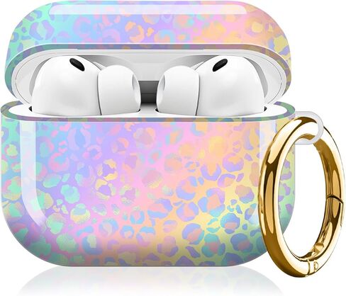 متوافق مع AirPod Pro 3 (2025)، غطاء حماية لطيف للنساء والرجال، غطاء صلب مقاوم للصدمات للحماية الكاملة مع سلسلة مفاتيح، ملحقات حافظة الشحن اللاسلكي (طباعة جلد الفهد المتدرجة) in Saudi Arabia