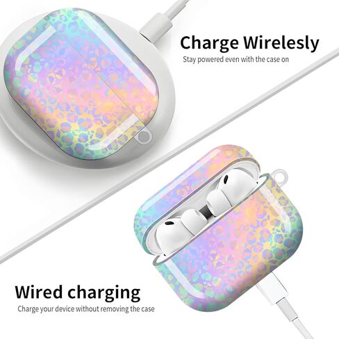 متوافق مع AirPod Pro 3 (2025)، غطاء حماية لطيف للنساء والرجال، غطاء صلب مقاوم للصدمات للحماية الكاملة مع سلسلة مفاتيح، ملحقات حافظة الشحن اللاسلكي (طباعة جلد الفهد المتدرجة) in Saudi Arabia