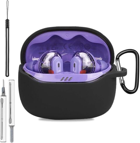 غطاء حافظة لهاتف JBL Tune Beam 2 / Tune Beam 2 Ghost، غطاء حماية من السيليكون لهاتف JBL Tune Beam 2، غطاء مقاوم للصدمات لكامل الجسم مع سلسلة مفاتيح وحبل ومجموعة منظف، أسود in Kuwait