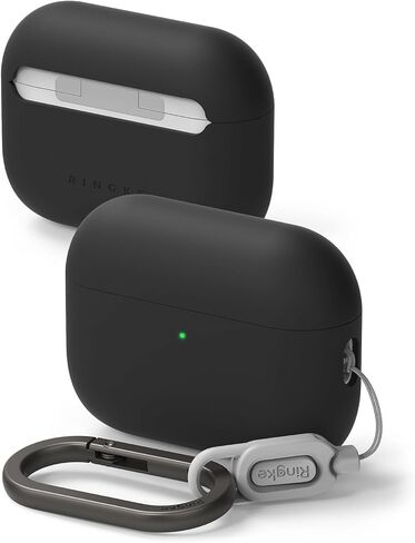 حافظة Ringke من السيليكون لحافظة AirPods Pro 3 [ملمس ناعم مخملي] غطاء لطيف وخفيف الوزن مع حلقة تسلق للنساء والرجال - أسود in Kuwait