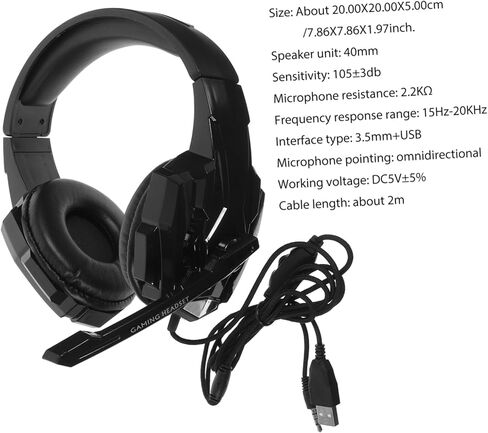 1pc Wired Gaming Headset with Microphone Over-Ear Headphones for Stylish Soft Cushion Pads for Comfort for Gamers and Streaming in Saudi Arabia