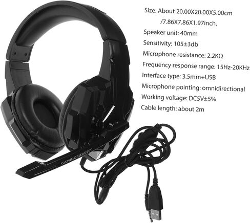 Veemoon 1pc Over-Ear Gaming Headset Mic Wired Computer Headphones Comfortable Skin-Friendly Earmuffs for Gaming Sessions Stylish Design in Saudi Arabia