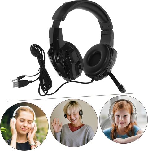 Veemoon 1pc Over-Ear Gaming Headset Mic Wired Computer Headphones Comfortable Skin-Friendly Earmuffs for Gaming Sessions Stylish Design in Saudi Arabia