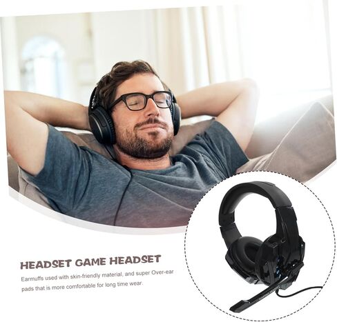 Veemoon 1pc Over-Ear Gaming Headset Mic Wired Computer Headphones Comfortable Skin-Friendly Earmuffs for Gaming Sessions Stylish Design in Saudi Arabia