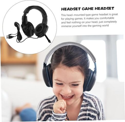 Veemoon 1pc Over-Ear Gaming Headset Mic Wired Computer Headphones Comfortable Skin-Friendly Earmuffs for Gaming Sessions Stylish Design in Saudi Arabia
