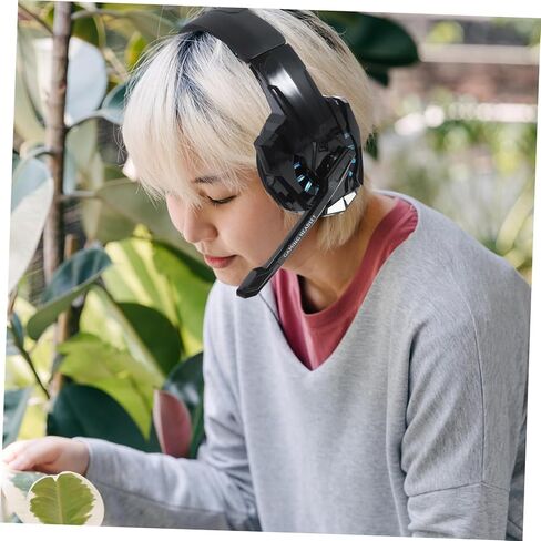 Veemoon 1pc Over-Ear Gaming Headset Mic Wired Computer Headphones Comfortable Skin-Friendly Earmuffs for Gaming Sessions Stylish Design in Saudi Arabia