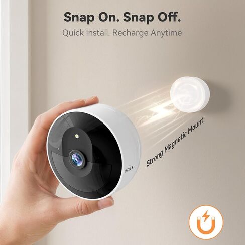 كاميرات Dzees الأمنية المغناطيسية اللاسلكية في الهواء الطلق، كاميرات 2K 360 درجة PTZ لأمن المنزل، تعمل بالبطارية، تثبيت لمدة دقيقة واحدة، رؤية ليلية ملونة بالأشعة تحت الحمراء، تخزين بطاقة Cloud وSD، مراقبة داخلية خارجية in Kuwait
