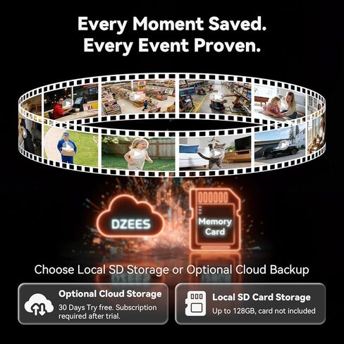 كاميرات Dzees الأمنية المغناطيسية اللاسلكية في الهواء الطلق، كاميرات 2K 360 درجة PTZ لأمن المنزل، تعمل بالبطارية، تثبيت لمدة دقيقة واحدة، رؤية ليلية ملونة بالأشعة تحت الحمراء، تخزين بطاقة Cloud وSD، مراقبة داخلية خارجية in Kuwait