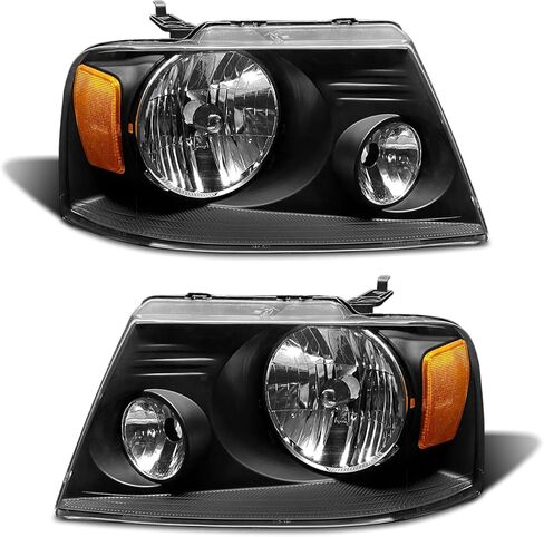 Compatible with 2004-2008 Ford F150 Pickup/ 06 07 08 Lincoln Mark LT Headlamp Amber for 2004-2008 F150 Headlight Assembly with Clear Lens Chrome Housing Reflector Replacement R+L in Saudi Arabia