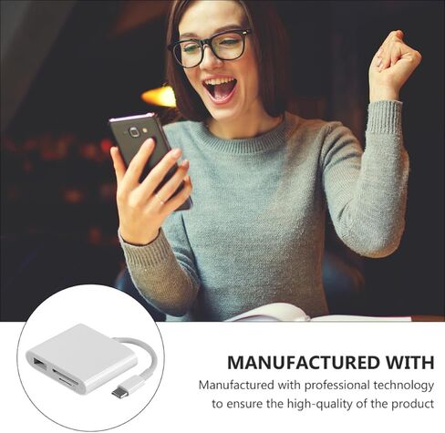 موزع USB-C 3 في 1 مع محول قارئ بطاقات الذاكرة لأجهزة الكمبيوتر المحمولة والهواتف، وملحق كاتب USB 3.0 من النوع C لنقل البيانات وتوافق OTG in Kuwait