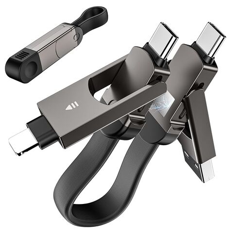 كابل شاحن USB C 6 في 1 بسلسلة مفاتيح، سلك شحن عالمي محمول بقدرة 60 وات مع USB-C وLightning وUSB-A وMicro USB للهواتف والأجهزة اللوحية وبنوك الطاقة in Kuwait
