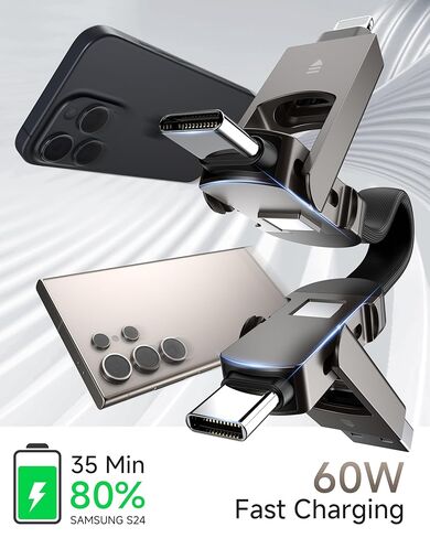 كابل شاحن USB C 6 في 1 بسلسلة مفاتيح، سلك شحن عالمي محمول بقدرة 60 وات مع USB-C وLightning وUSB-A وMicro USB للهواتف والأجهزة اللوحية وبنوك الطاقة in Kuwait