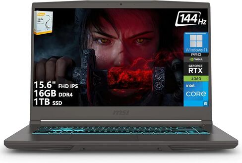 لاب توب ام اس اي ثين 15 للالعاب | 15.6 بوصة FHD IPS 144 هرتز | Intel 8-core i5-13420H (>i7-12650H) | 16 جيجابايت DDR4 1 تيرابايت SSD | NVIDIA GeForce RTX 4060 | واي فاي من النوع C بإضاءة خلفية 6E Win11 Pro مع ملحق DLCA in Saudi Arabia