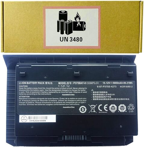 بطارية CQCQ P375BAT-8 لـ CLEVO P375SM P375SM-A P377SM P375SM-A Sager NP9377 NP9377-S NP9390 NP9390-S EUROCOM X7 X8 Series 6-87-P375S-427 6-87-P375S-4271 (15.12V) 89.21 واط ساعي/5900 مللي أمبير) in Saudi Arabia