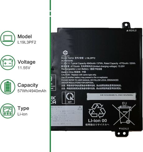 استبدال بطارية الكمبيوتر المحمول L19L3PF2 لجهاز Lenovo IdeaPad 5 15ABA7 15ALC05 15ARE05 15IAL7 15IIL05 15ITL05 Series SB10W86961 5B10W86945 L19C3PF5 SB10W86938 5B10W86947 L19M3PF6 11.55 فولت 57 وات في الساعة in Saudi Arabia