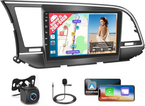 Android 15 2+64G Car Radio for Hyundai Elantra 2016 2017 2018 Wireless CarPlay Android Auto, 9 Inch Touch Screen Car Stereo with WiFi GPS Bluetooth FM/RDS EQ 26UI Backup Camera MIC in Saudi Arabia