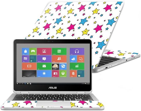غلاف MightySkins متوافق مع Asus Chromebook Flip C302CA مقاس 12.5 بوصة (2016) - نجوم مبتسمة | غطاء ملتف من الفينيل واقٍ ومتين وفريد ​​من نوعه | سهل التطبيق والإزالة | صنع في الولايات المتحدة الأمريكية in Saudi Arabia