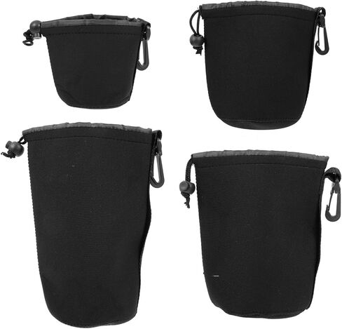 NOLITOY 4Pcs Camera Lens Storage Bag Set Waterproof Elastic Lens Pouch Holder for DSLR Cameras for Travel and Outdoor Photography in Saudi Arabia