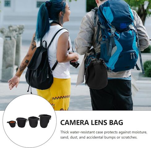 NOLITOY 4Pcs Camera Lens Storage Bag Set Waterproof Elastic Lens Pouch Holder for DSLR Cameras for Travel and Outdoor Photography in Saudi Arabia