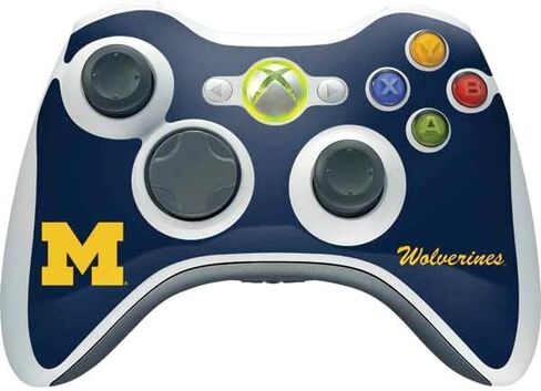 غلاف Skinit المخصص للألعاب متوافق مع وحدة التحكم اللاسلكية Xbox 360 - تصميم جريء يحمل شعار College Michigan M المرخص رسميًا in Kuwait