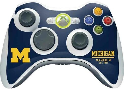 ملصق Skinit المخصص للألعاب متوافق مع وحدة التحكم اللاسلكية Xbox 360 - تصميم مرخص رسميًا من College Ann Arbor Est 1817 in Kuwait