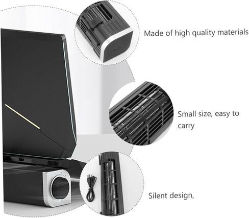 USB Laptop Cooler Adjustable Cooling Fan with Holder for Heat Dissipation Compact Black Desktop Radiator with USB Power for Laptops Tablets and Phones in Saudi Arabia