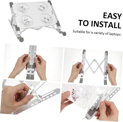 حامل تبريد للكمبيوتر المحمول من HOMSFOU مع تصميم مريح للارتفاع وزاوية التشغيل الهادئ لتحسين الأداء ومناسب للاستخدام المنزلي والمكاتب in Kuwait